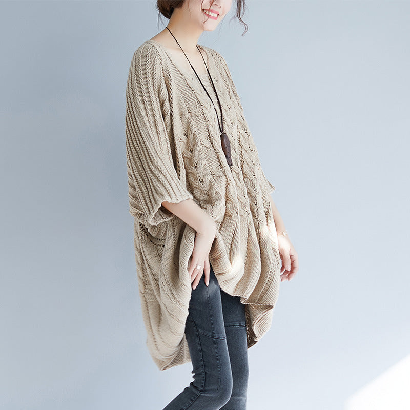 Loose Knit Bat Sleeve Sweater