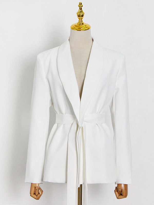 Column Long Sleeves Solid Color Lapel Blazer Pants Set Two Pieces Set