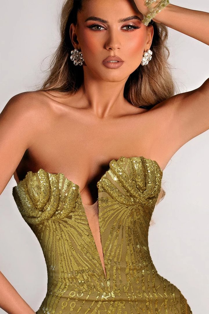 Taylor Sequined  Maxi Dress In Green