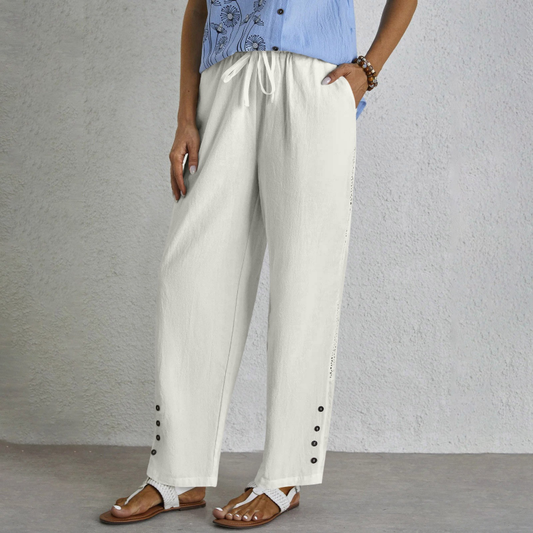Drawstring Pocket Button Casual Pants