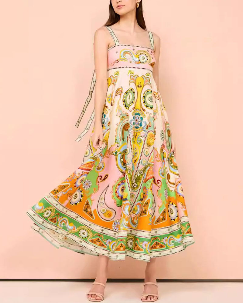 Women's suspender graffiti print dress