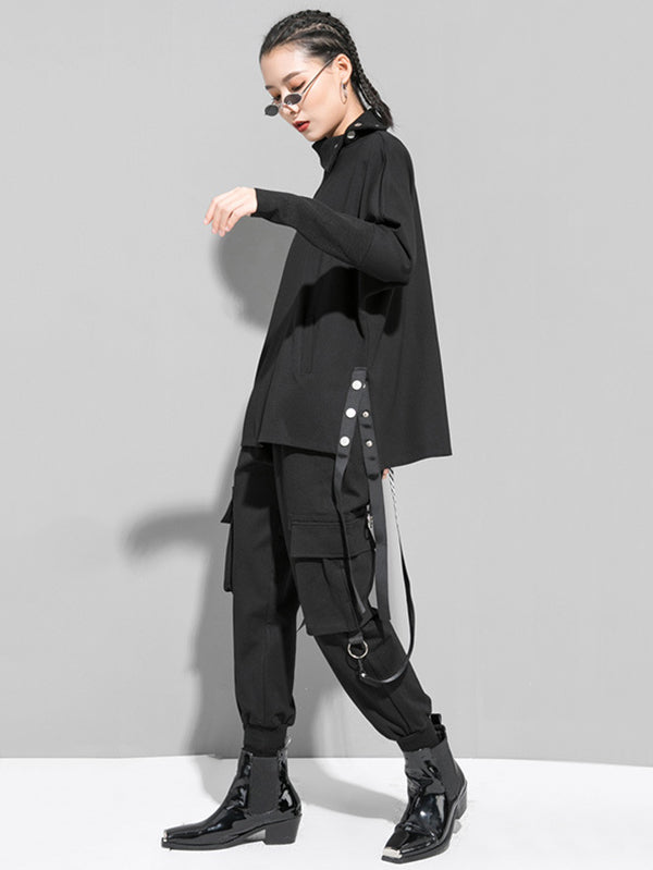 Original Solid Stand Collar T-Shirts Tops