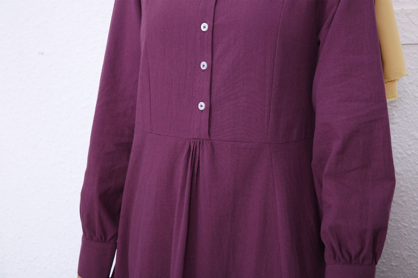 Simple Solid Color Stand Collar Maxi Dress