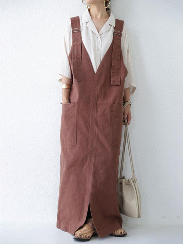 Loose Solid Color Wide Leg Maxi Dress