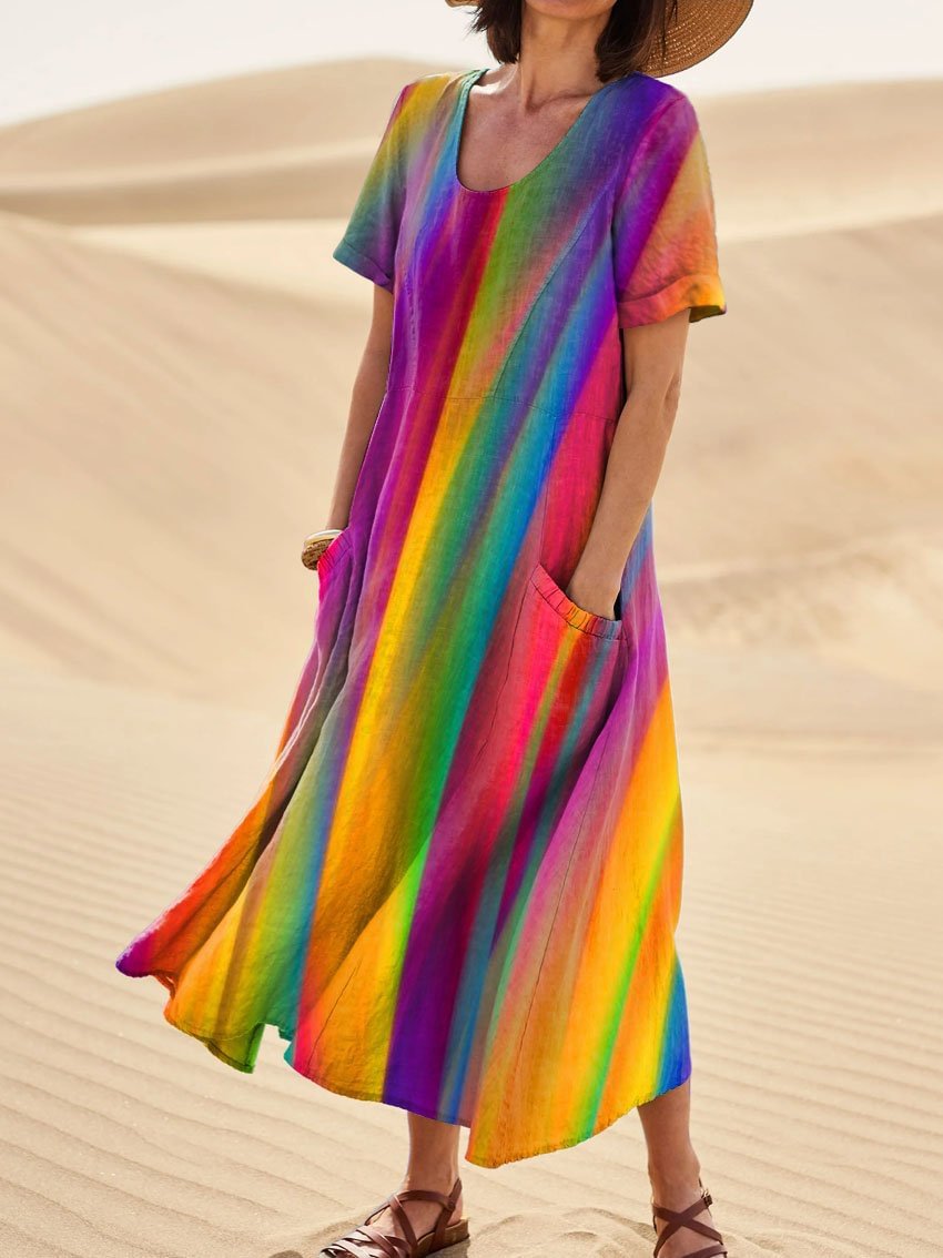 Women's Loose Printed Pocket Dress