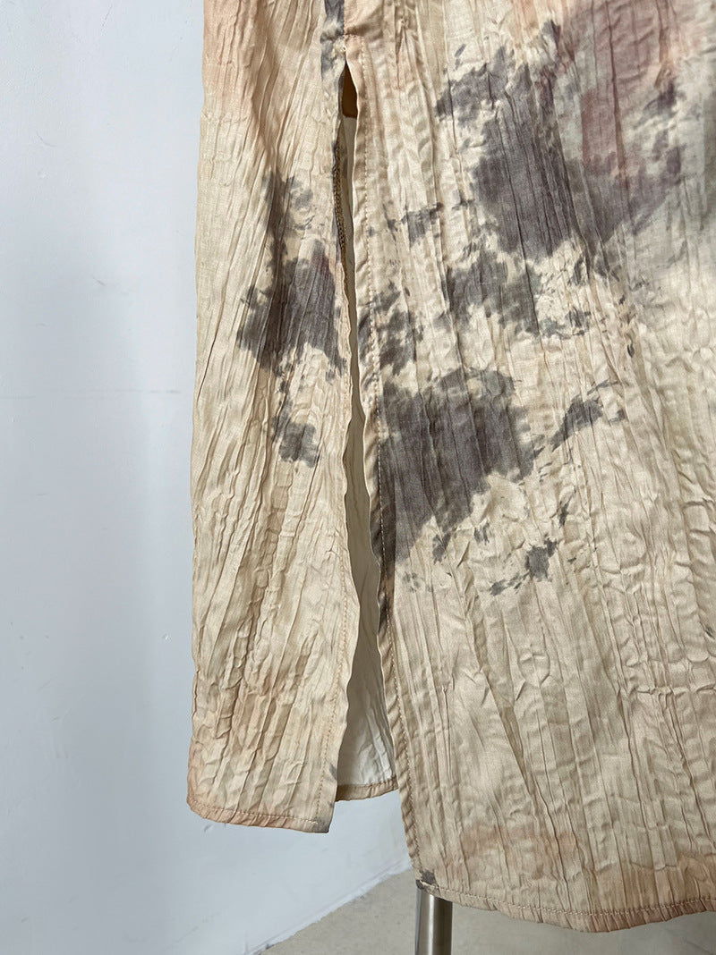 Classic Ink Painting Dye Sleeveless Midi Dress