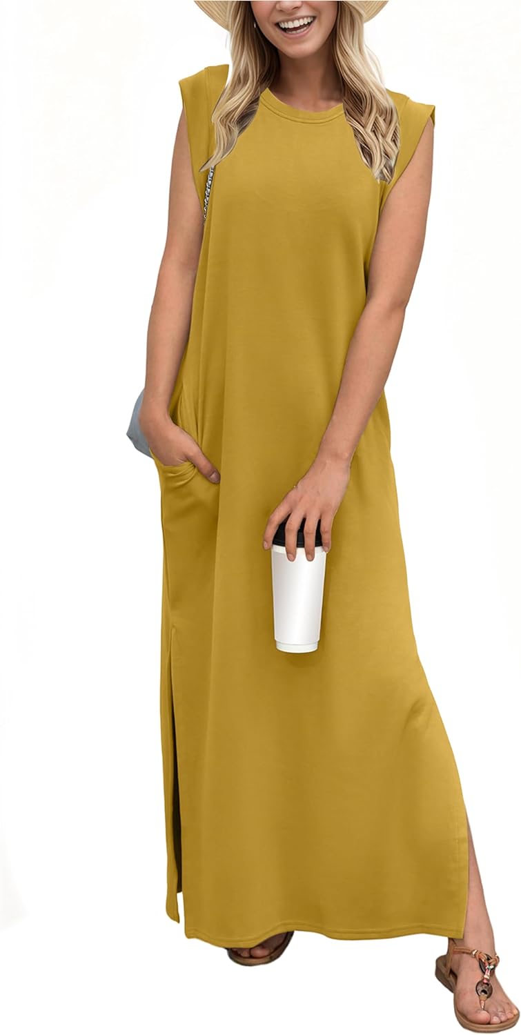 🌸2025 New Women's Casual Solid Color Sleeveless Long Dress (Buy 2 Free Shipping)