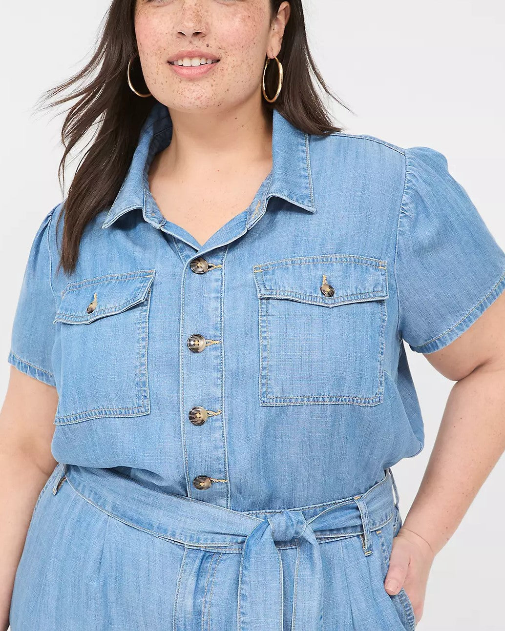 Casual Button Detachable Self-Tie Belt Denim Wide-Leg Jumpsuit With Pockets(Buy 2 Free Shipping)