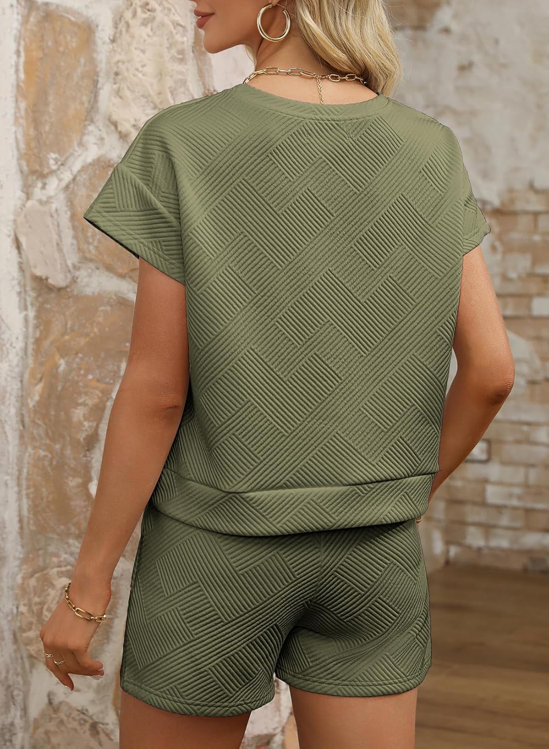 Women's Short Sleeve 2 Piece Outfits  Drawstring Sweatsuit(Buy 2 Free Shipping)