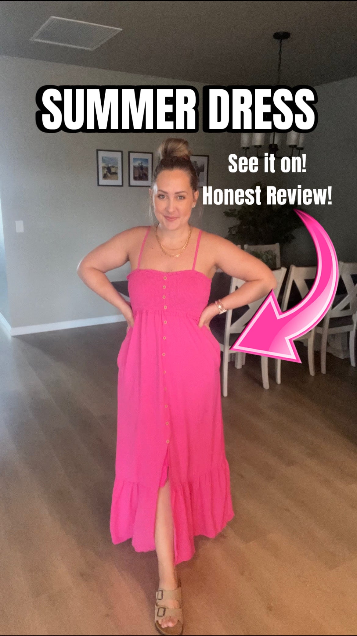 PinkLaura 2025 New Spaghetti Strap Button Ruffle Pocket Maxi Dress (Buy 2 Free Shipping)