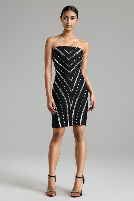 Sylvia Rhinestone Bandage Tube Mini Dress