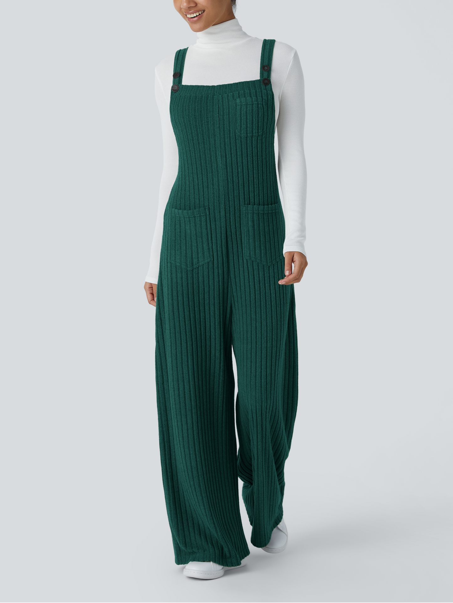 ✨Rib Knit Adjustable Straps Buttoned Multi-Pocket Overalls(Buy 2 Free Shipping)