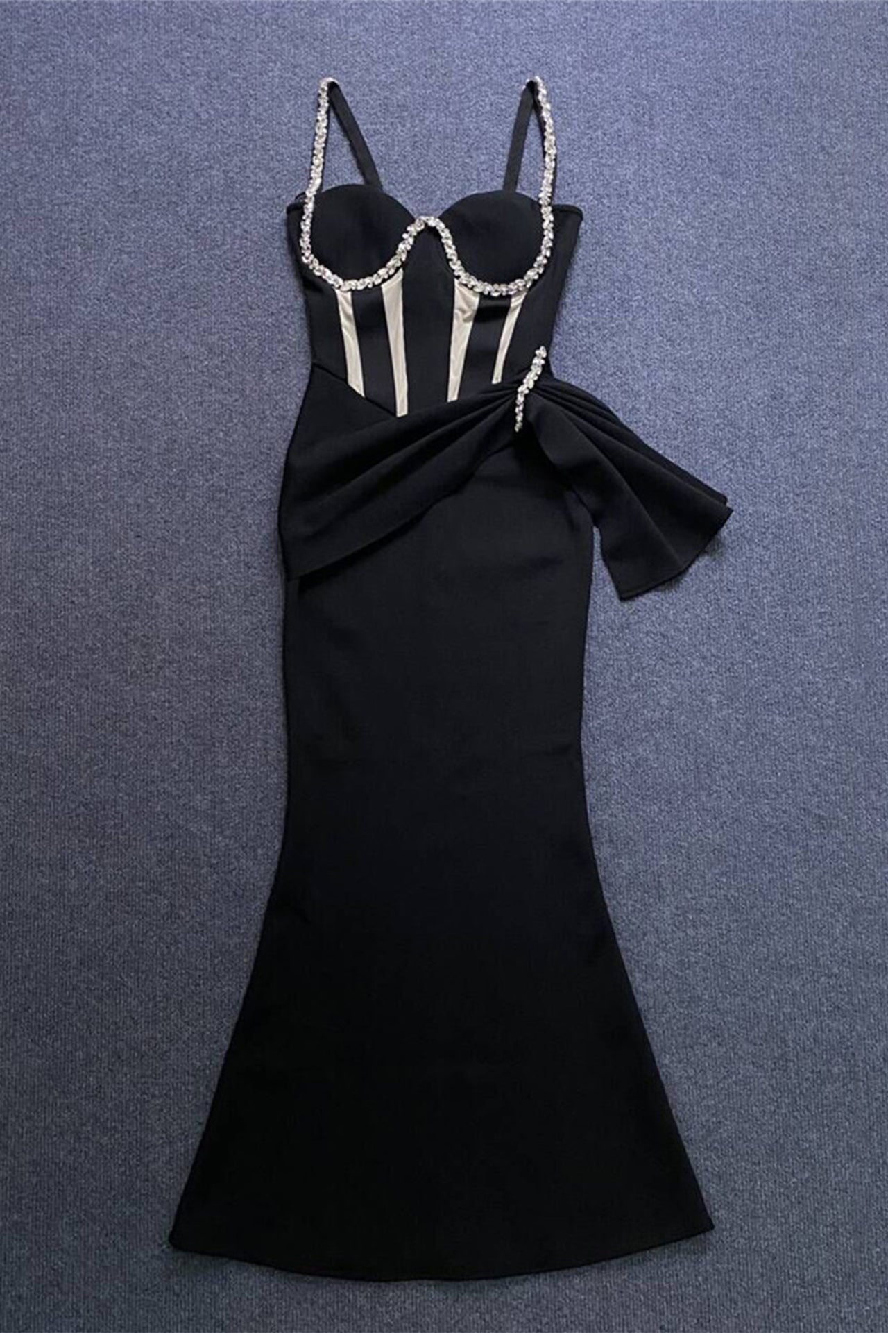 Evie Strap Mesh Pleated Maxi Dress