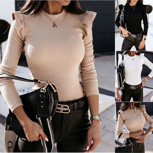 Long Sleeve Sweater slim fit flying sleeves top sweater base clothing women