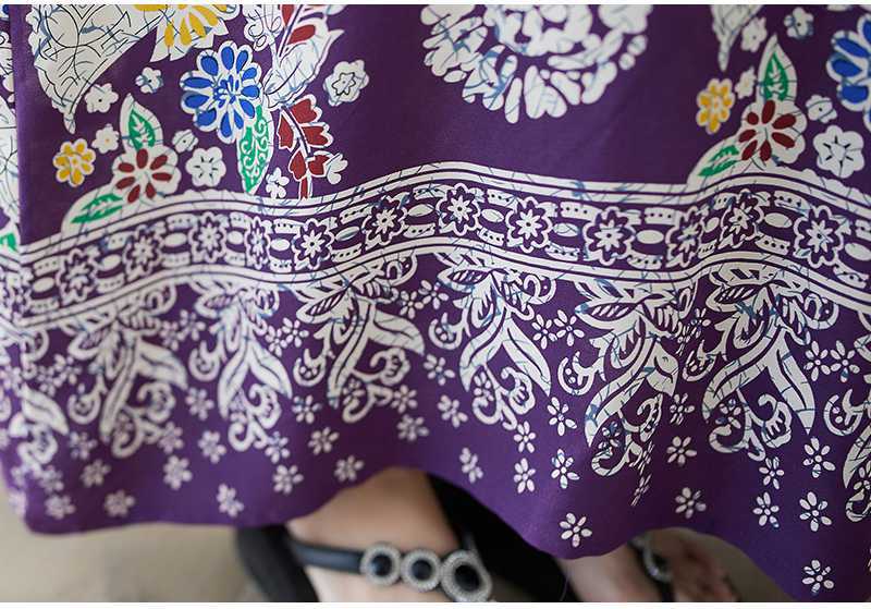 Retro Printed V-Neck Short Sleeve Maxi Dress