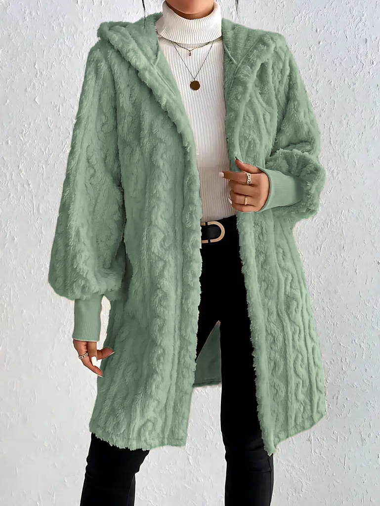 Front Hooded Long Sleeve Teddy Bear Plush Hooded Jacket With Pockets (Buy 2 Free Shipping)