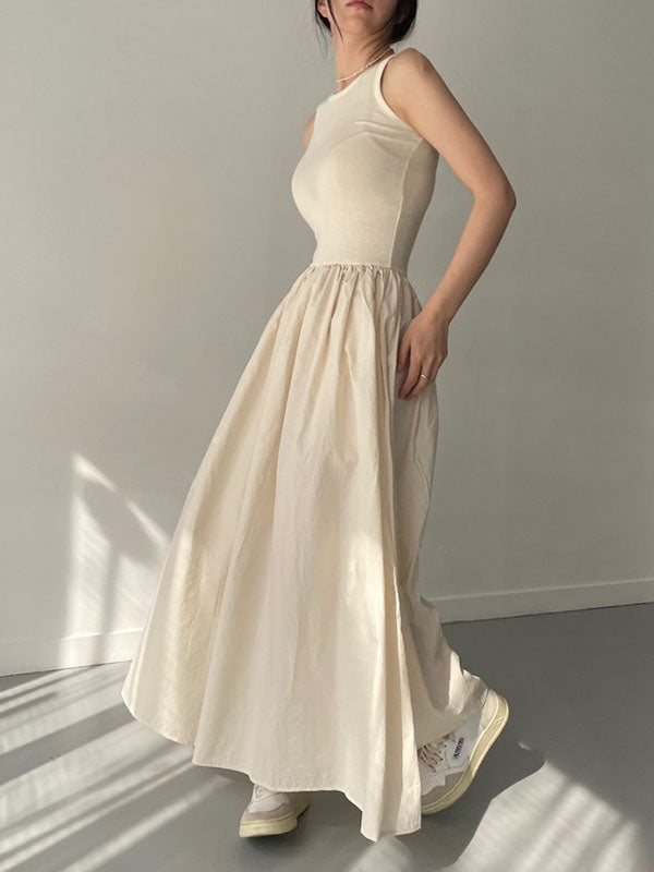 Solid Patchwork Swing Tank Maxi Dress