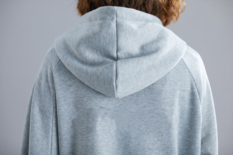 Casual Loose Solid Color Hooded Coat