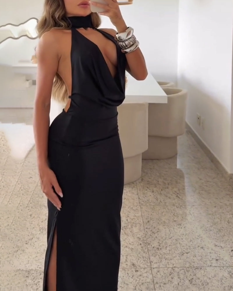 Sexy V-neck Halter Dress