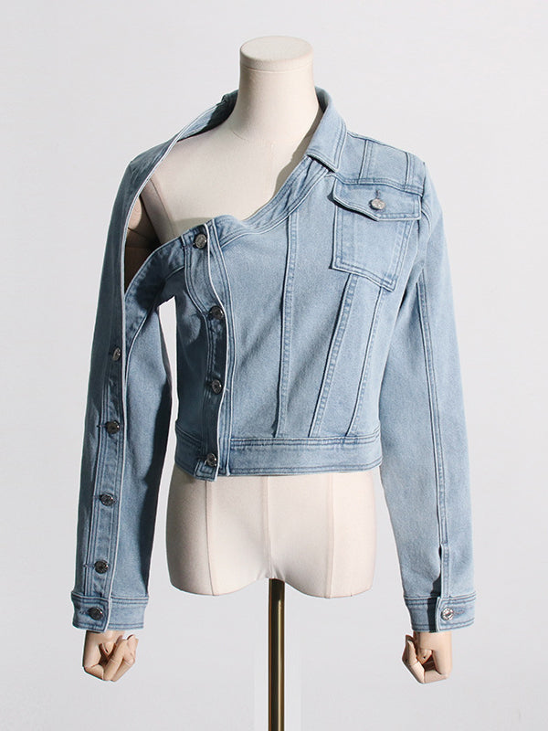 Niche Design Denim Off-the-shoulder Jacket