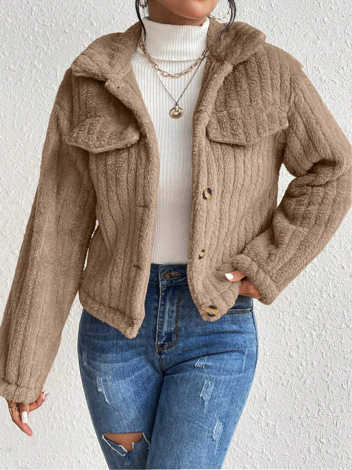 🔥Women's Casual Drop Shoulder Button Front Flannel Jacket (Buy 2 Free Shipping)