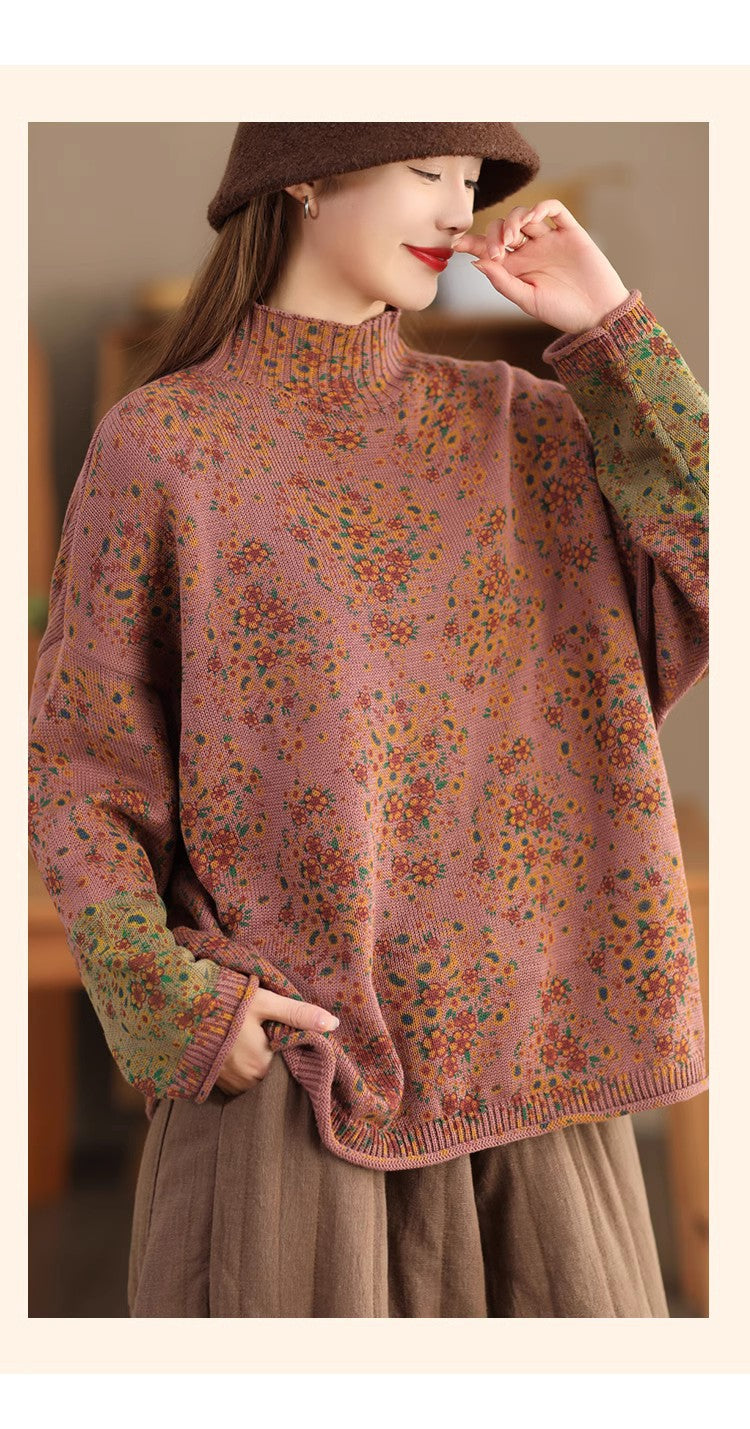 Vintage Cotton Thread Floral Knit Sweater