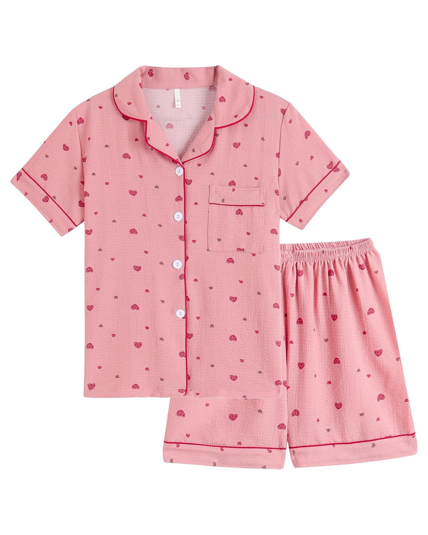 2025 Women's Button-Down Printed Pajamas Short Sleeve Shorts 2-Piece Set (Buy 2 Free Shipping)