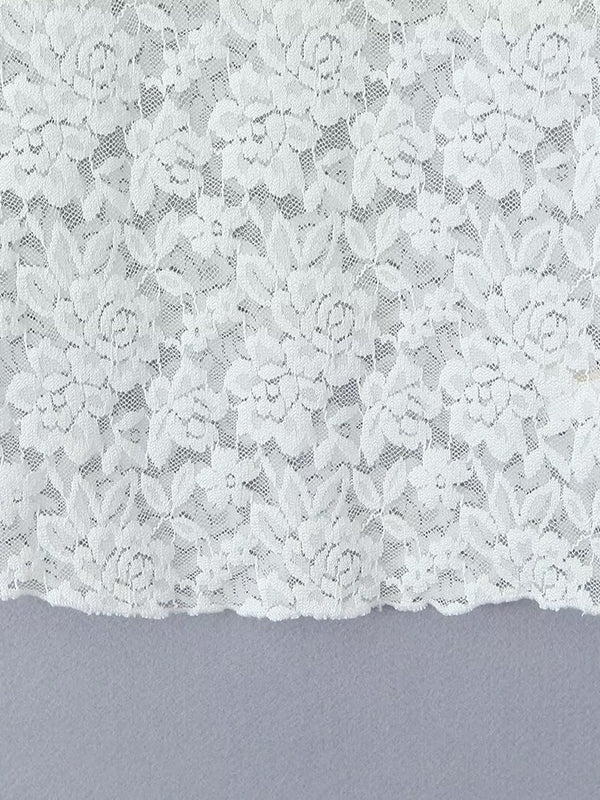 Long Sleeves See-Through Solid Color Mock Neck T-Shirts Tops + Split-Joint Asymmetric High Waisted Skirts Bottom Two Pieces Set