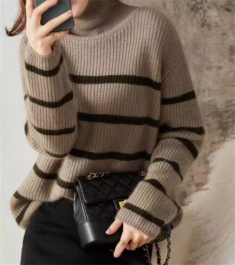 Vintage Striped Turtleneck Sweater