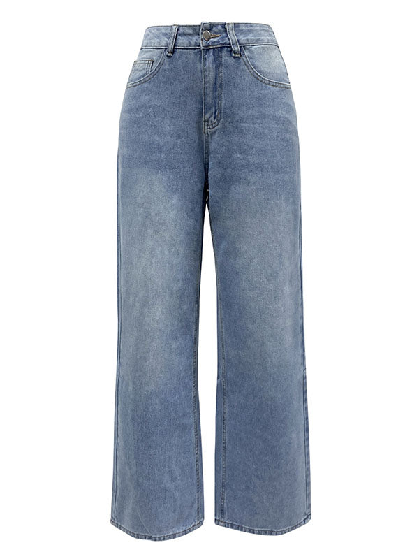 Loose Wide Leg Split-Joint Jean Pants Bottoms