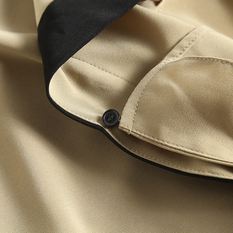 Tie Front Contrast Trim Midi Skirt