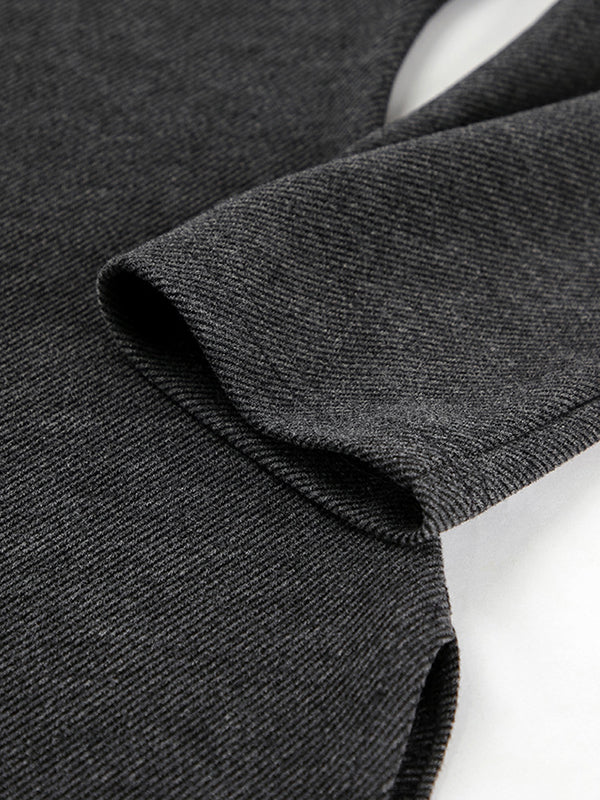 Long Sleeves Loose Solid Color Split-Side One-Shoulder T-Shirts Tops