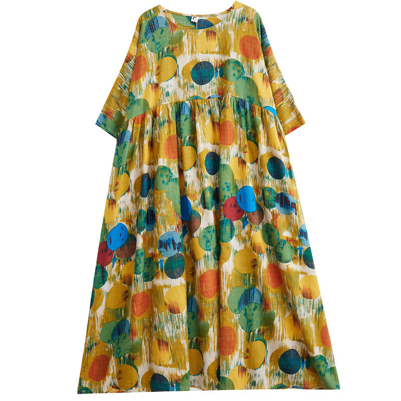 Bohemian Style Colorful Printed Short Sleeve Maxi Dress