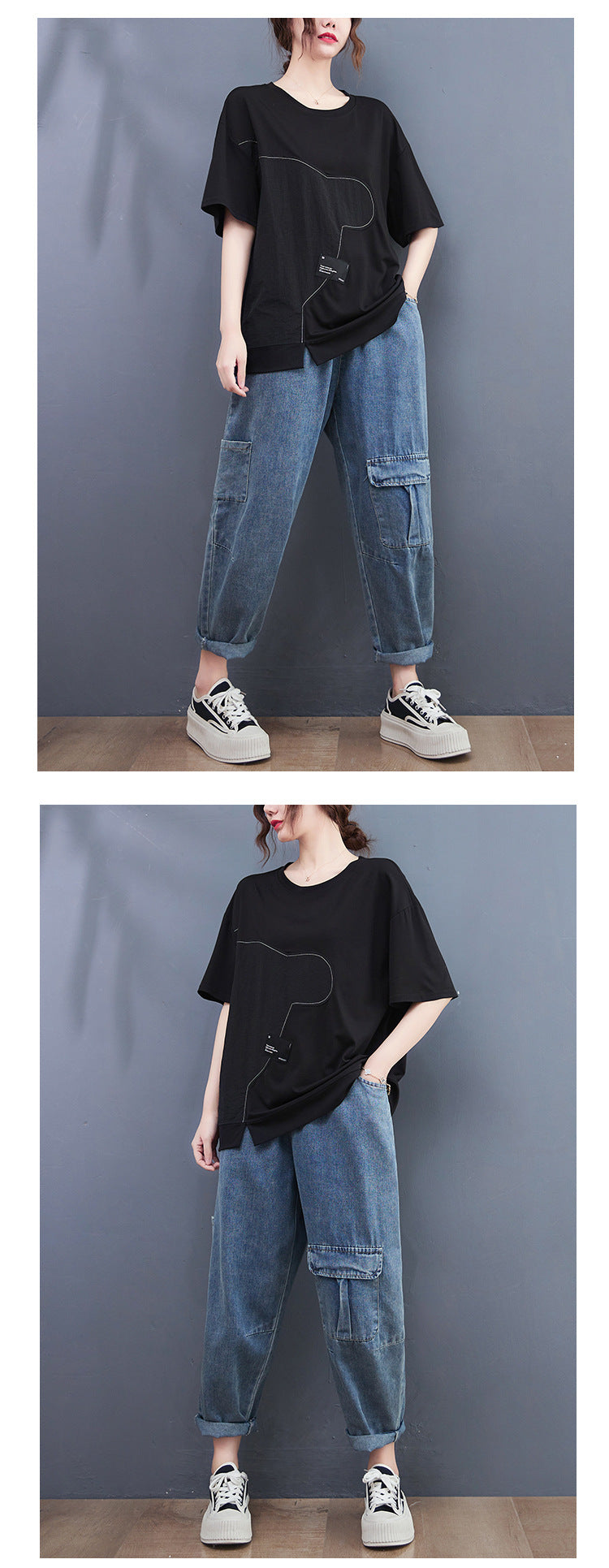 Casual Splicing Round Neck Short Sleeve T-shirt