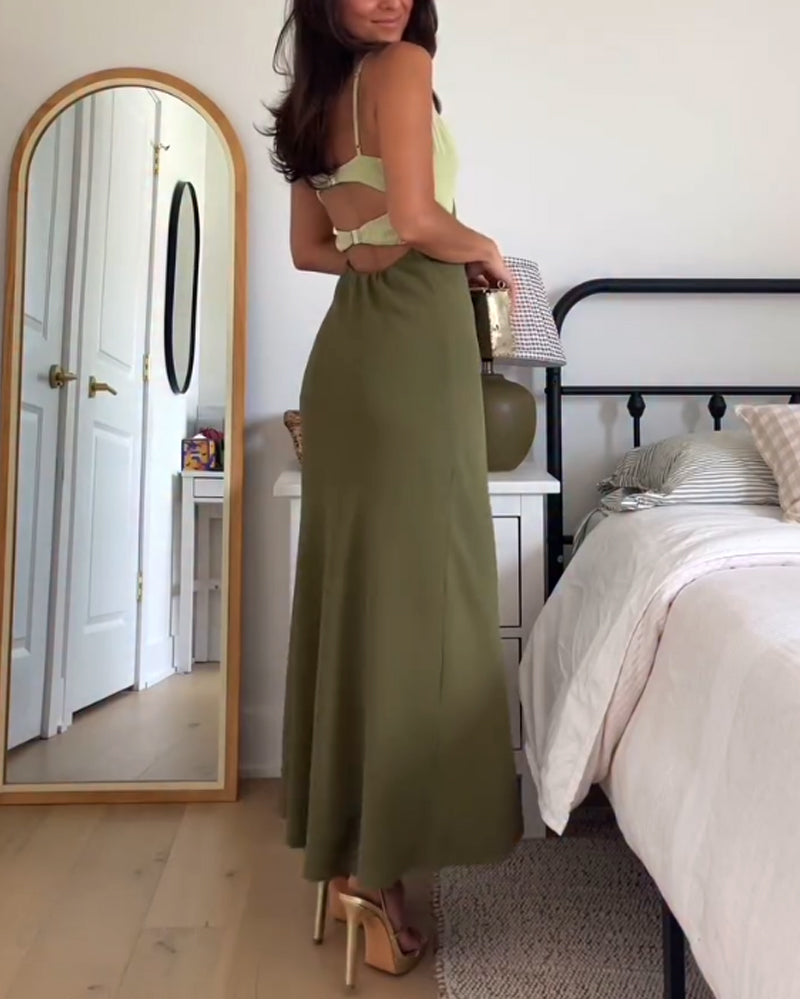 Casual Colorblock Sling Dress