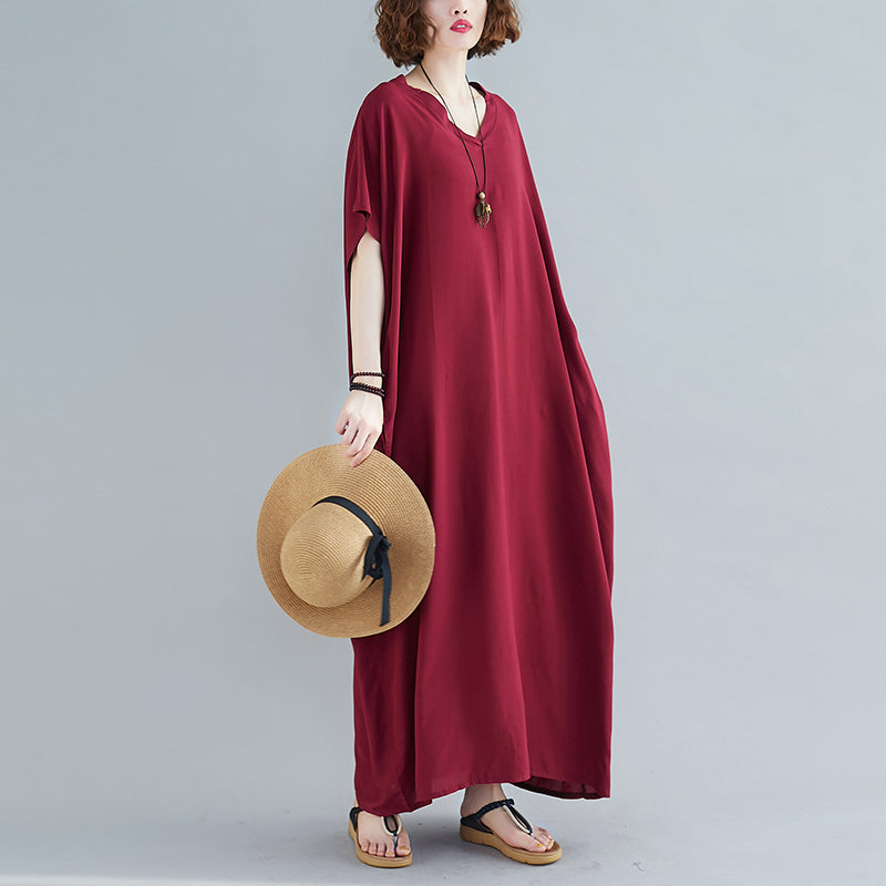 Loose Cotton Solid Color Maxi Dress
