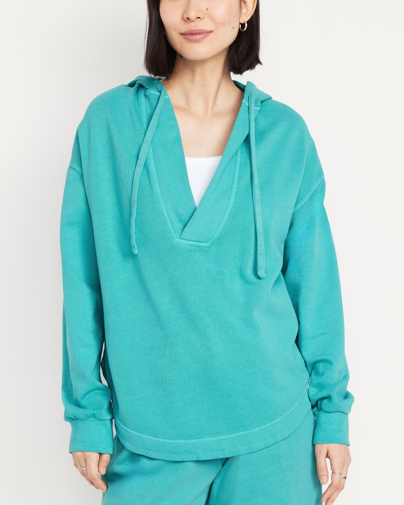 Oversized Drawstring V-Neck Hoodie Shorts Two-Piece Set With Pockets (Buy 2 Free Shipping)