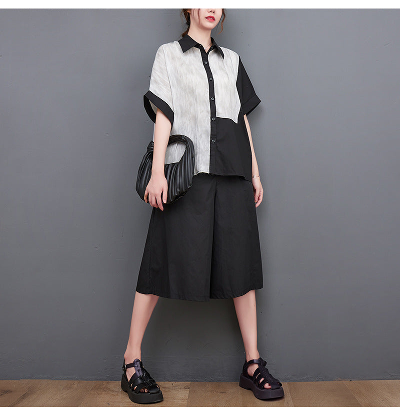 Casual Splicing Short Sleeve Shirt