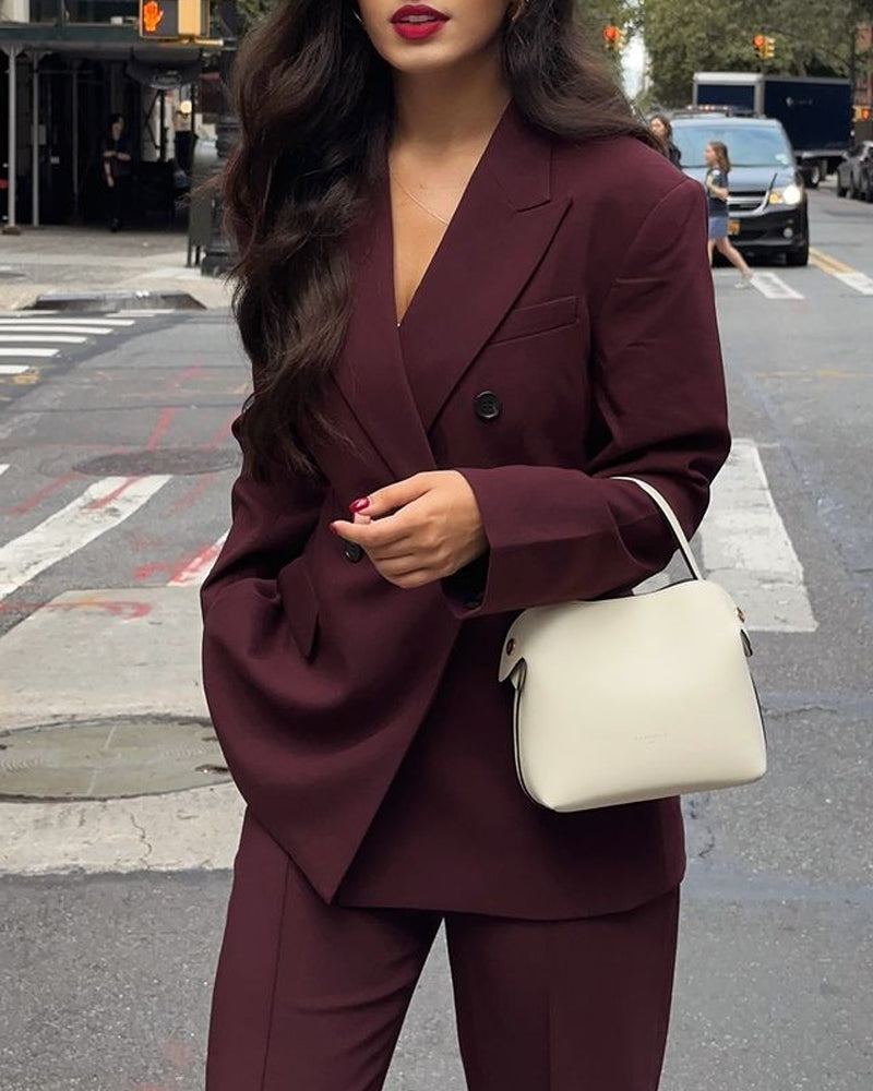 Fashion Lapel Blazer & Pants Two-Piece Set