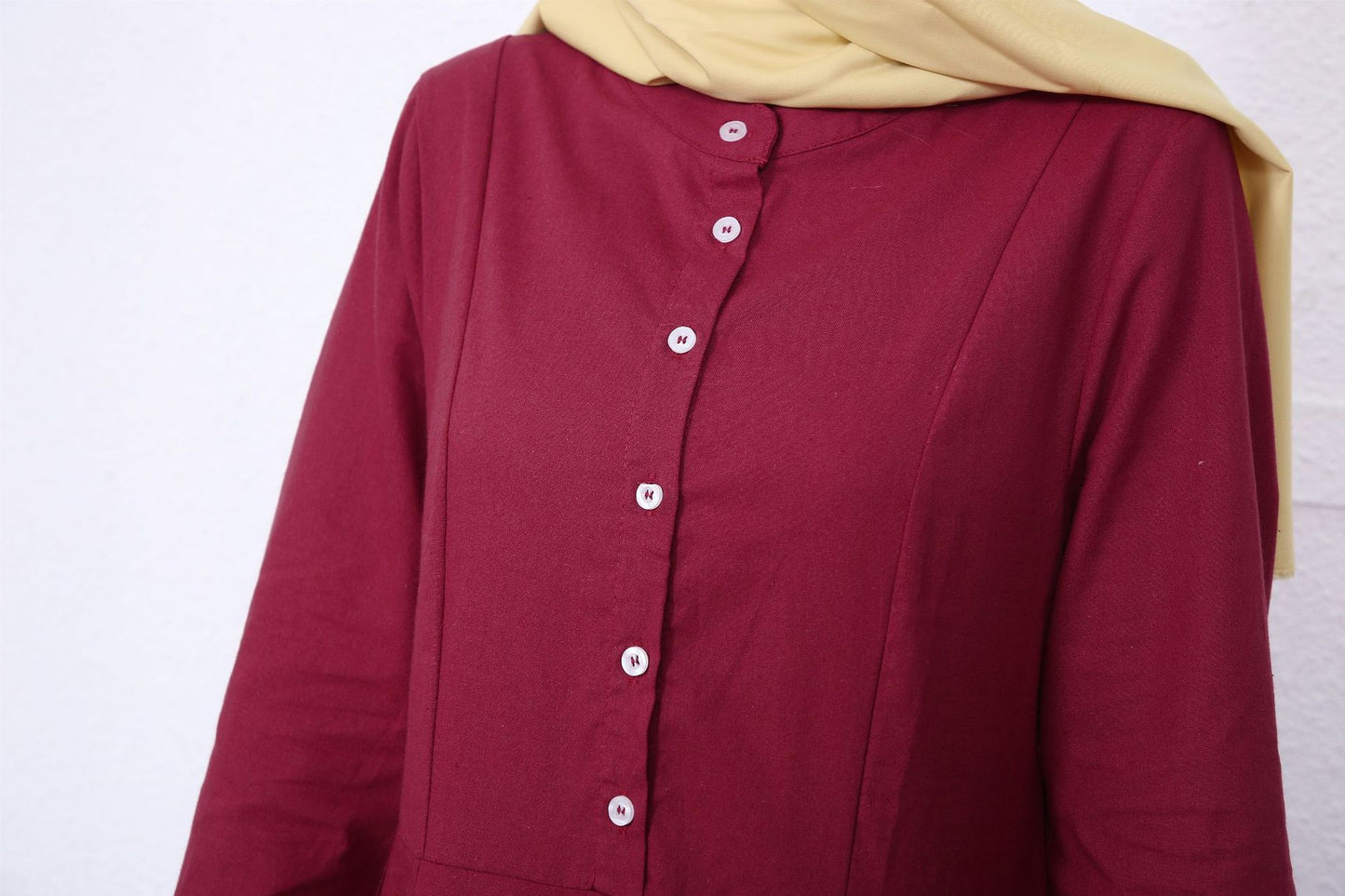 Simple Solid Color Stand Collar Maxi Dress