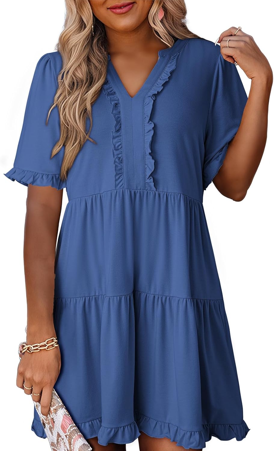 ✨Women's Spring Flowy V Neck Short Sleeve Dresses(Buy 2 Free Shipping)