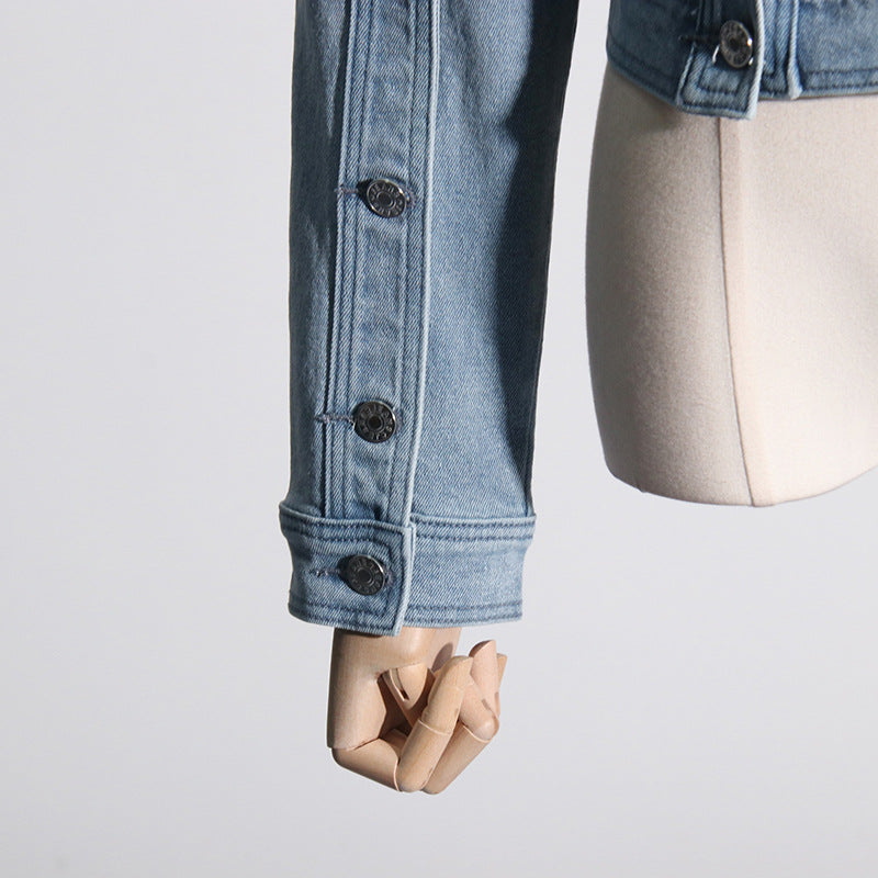 Niche Design Denim Off-the-shoulder Jacket