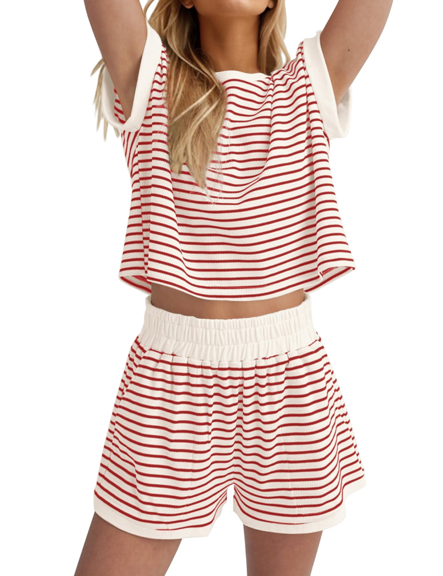 Women's Striped Knit Lounge Sets With Pockets(Buy 2 Free Shipping)