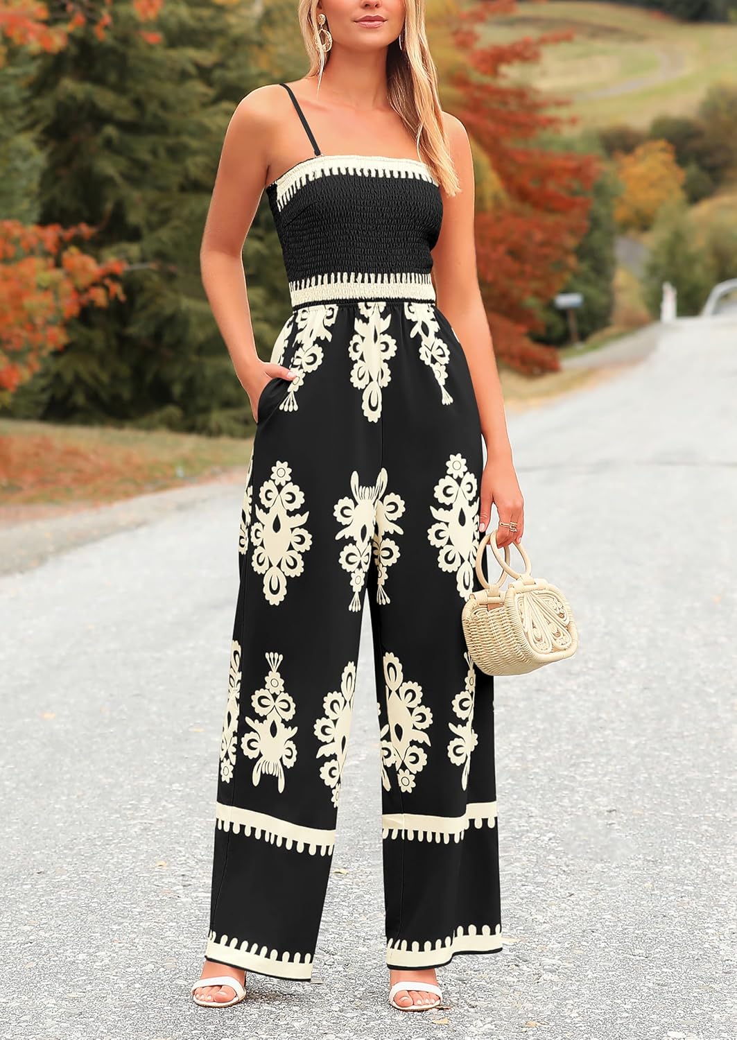 Casual Boho Spaghetti Strap Wide Leg Jumpsuit(Buy 2 Free Shipping)