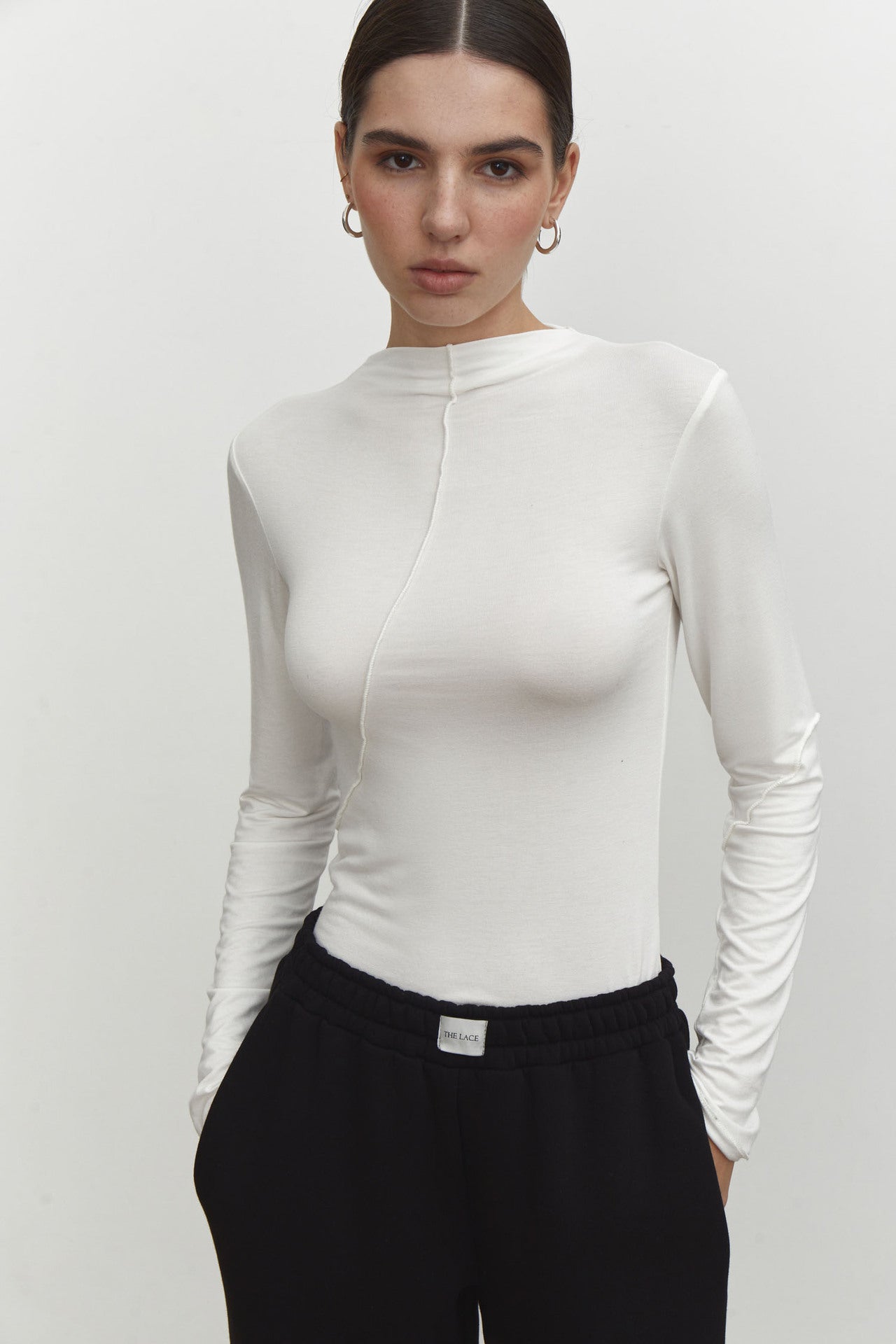 Half turtleneck bottoming shirt spring and autumn bevel design slim fit inner wear long sleeve pullover T-shirt