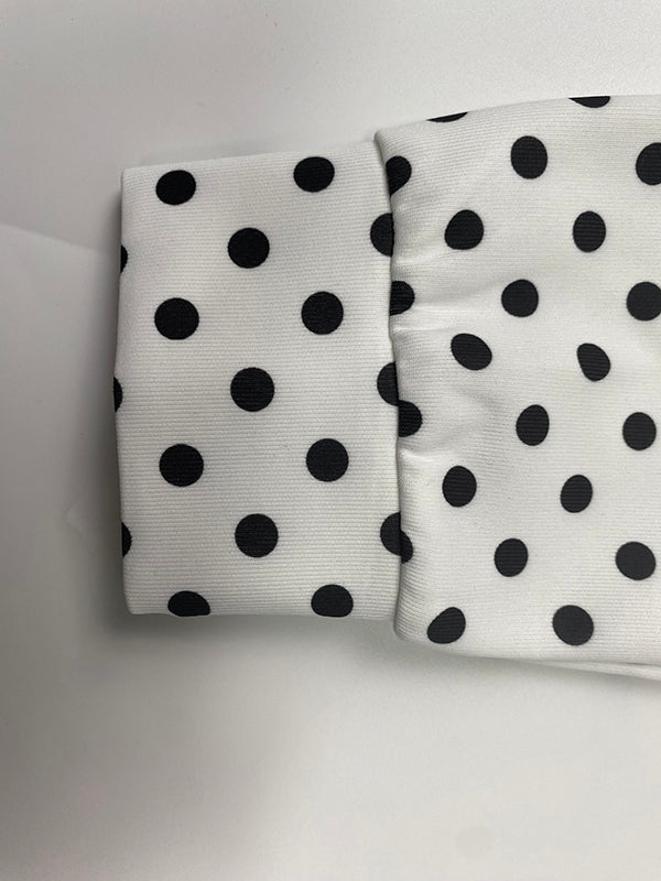 Capelet Long Sleeves Polka-Dot Split-Joint Mock Neck Midi Dresses