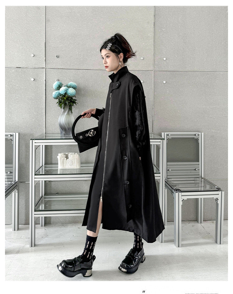 Dark Style Zipper Sleeveless Coat