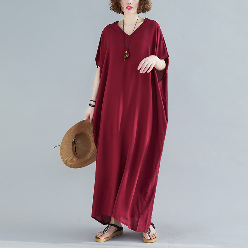 Loose Cotton Solid Color Maxi Dress