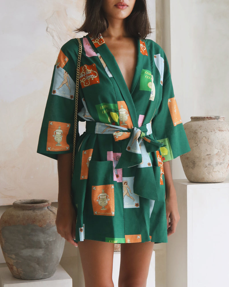 Vacation V-Neck Lace-Up Mini Dress