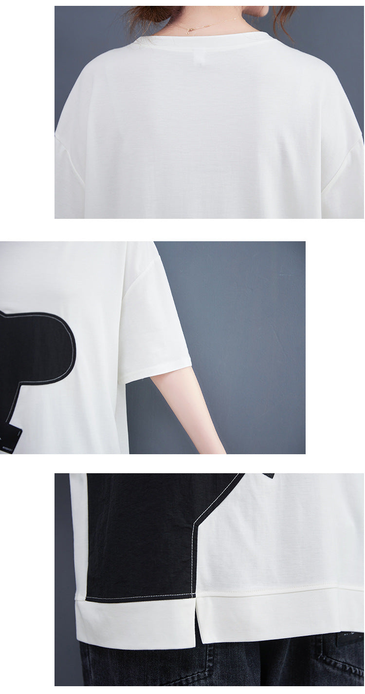 Casual Splicing Round Neck Short Sleeve T-shirt